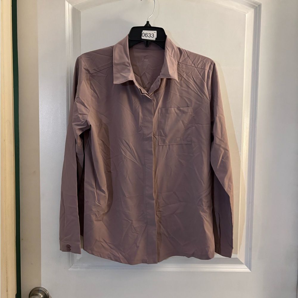 Zuda Women's Mauve Button-Up Woven Collard Shirt Sz Small - Picture 2 of 8